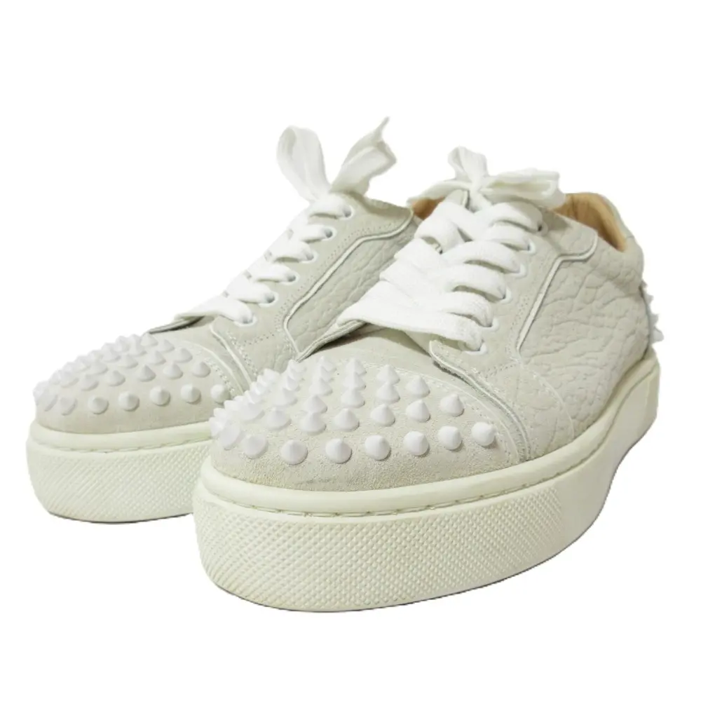 Christian Louboutin クリスチャンルブタン スタッズ ローカット スニーカー シューズ 38.5 約25.5cm ライトグレー