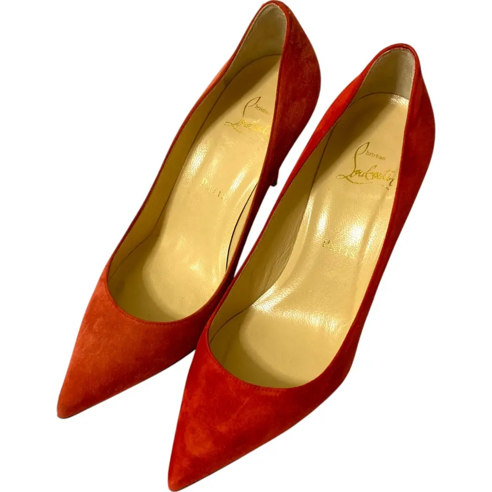 Christian Louboutin クリスチャンルブタン スエード ポインテッドトゥ パンプス サイズ36.5 23.5cm相当 レッド