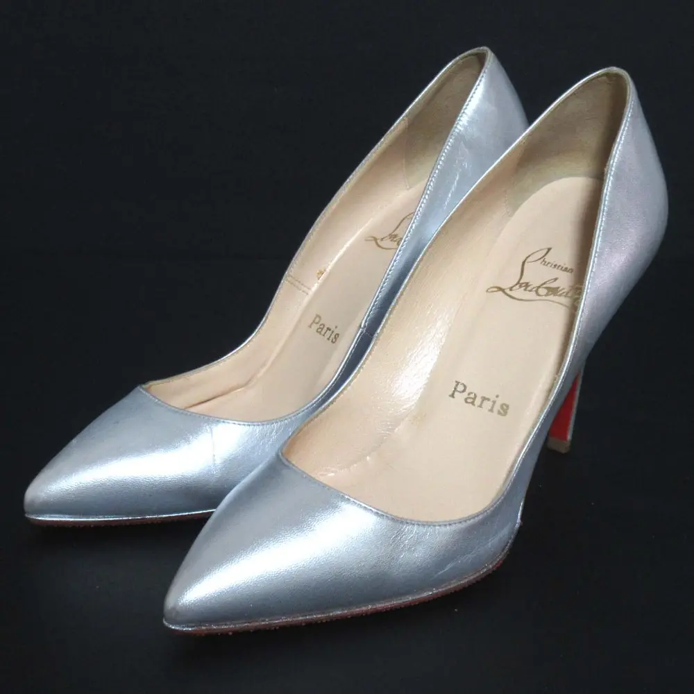 Christian Louboutin クリスチャンルブタン ケイト ポインテッドトゥ ハイヒール パンプス サイズ37 24cm シルバーカラー