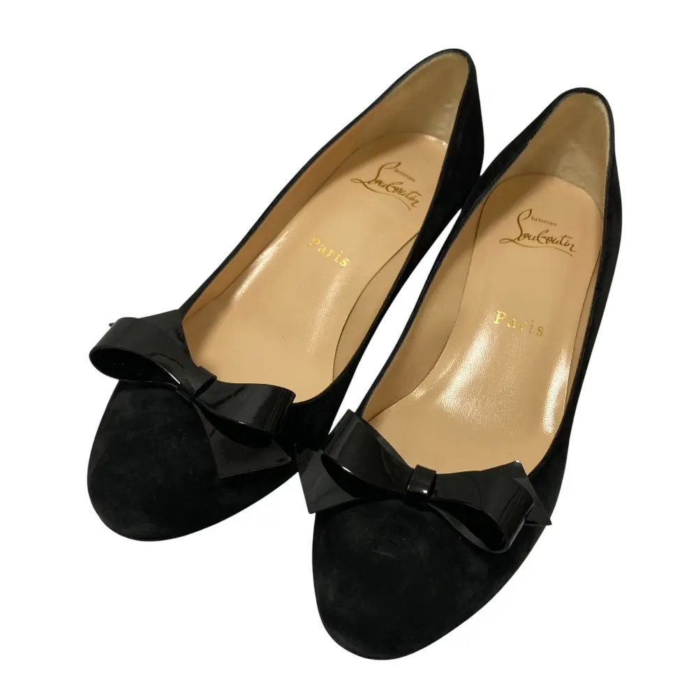 Christian Louboutin クリスチャンルブタン リボン スエード パンプス サイズ36 1/2 25.5cm相当 ブラック