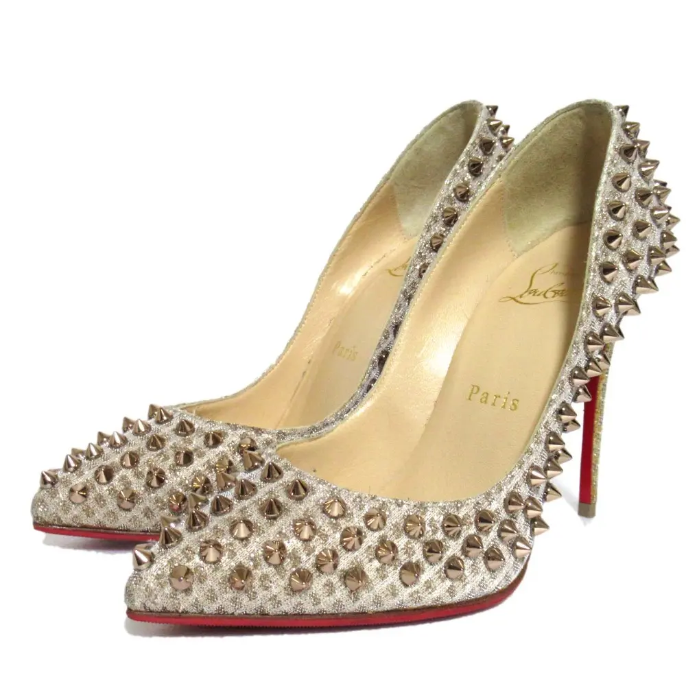 Christian Louboutin クリスチャンルブタン FOLLIES SPIKES 100 スタッズ ハイヒール パンプス 35.5 22.5cm ブロンズカラー