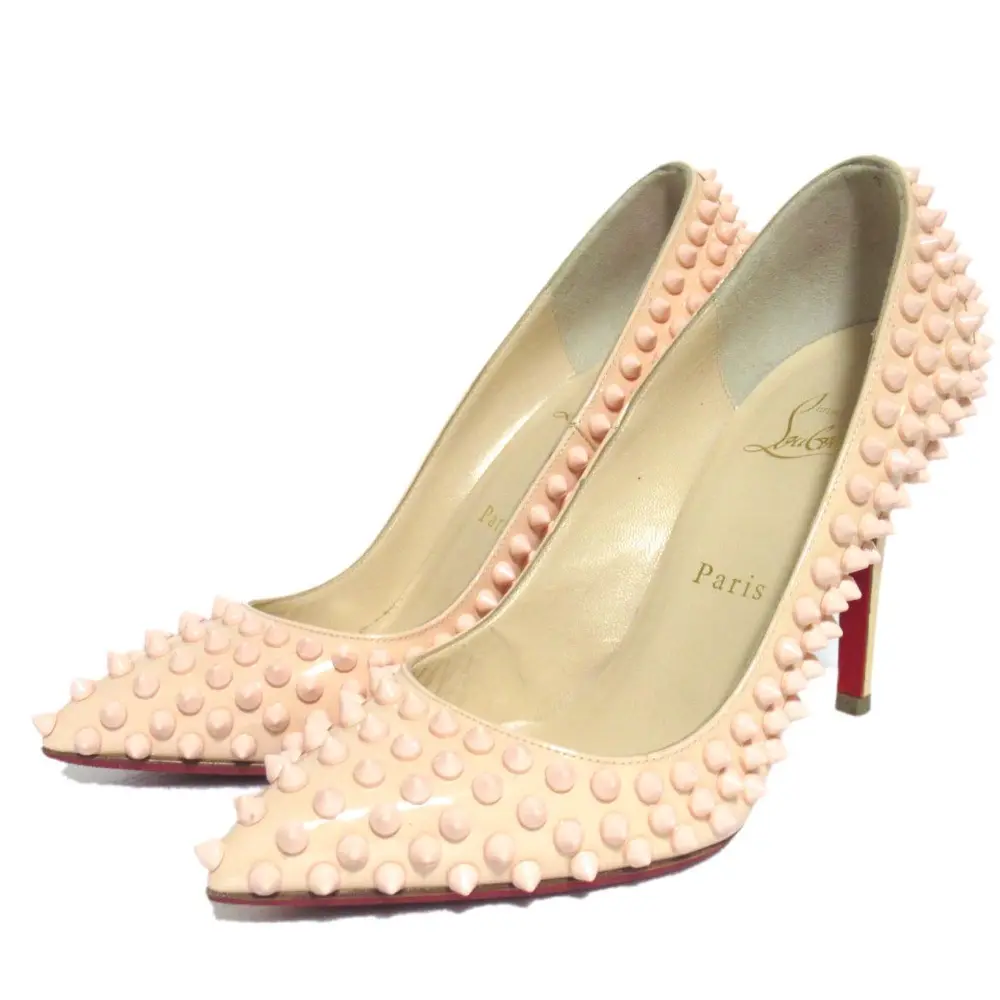 Christian Louboutin クリスチャンルブタン スタッズ ポインテッドトゥパンプス サイズ36.5 23.5cm相当 ピンクベージュ