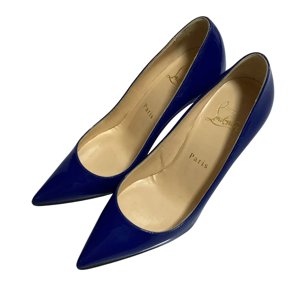 Christian Louboutin クリスチャンルブタン パテントレザー ポインテッドトゥ パンプス サイズ35 22cm相当 ブルー