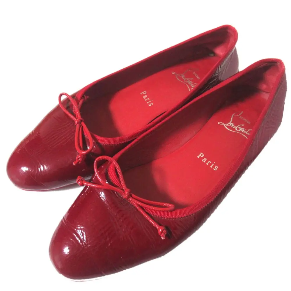 Christian Louboutin クリスチャンルブタン パテントレザー リボン パンプス サイズ36 23cm相当 レッド