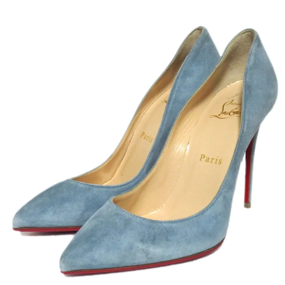 Christian Louboutin クリスチャンルブタン ケイト ポインテッドトゥ スエード パンプス サイズ36.5 約23.5cm ブルーグレー