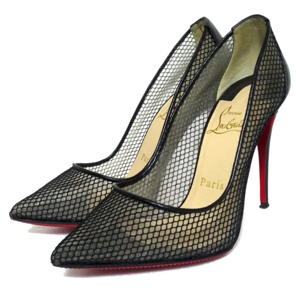 Christian Louboutin クリスチャンルブタン ポインテッドトゥ ハイヒール メッシュ パンプス サイズ36 23cm程度 ブラック