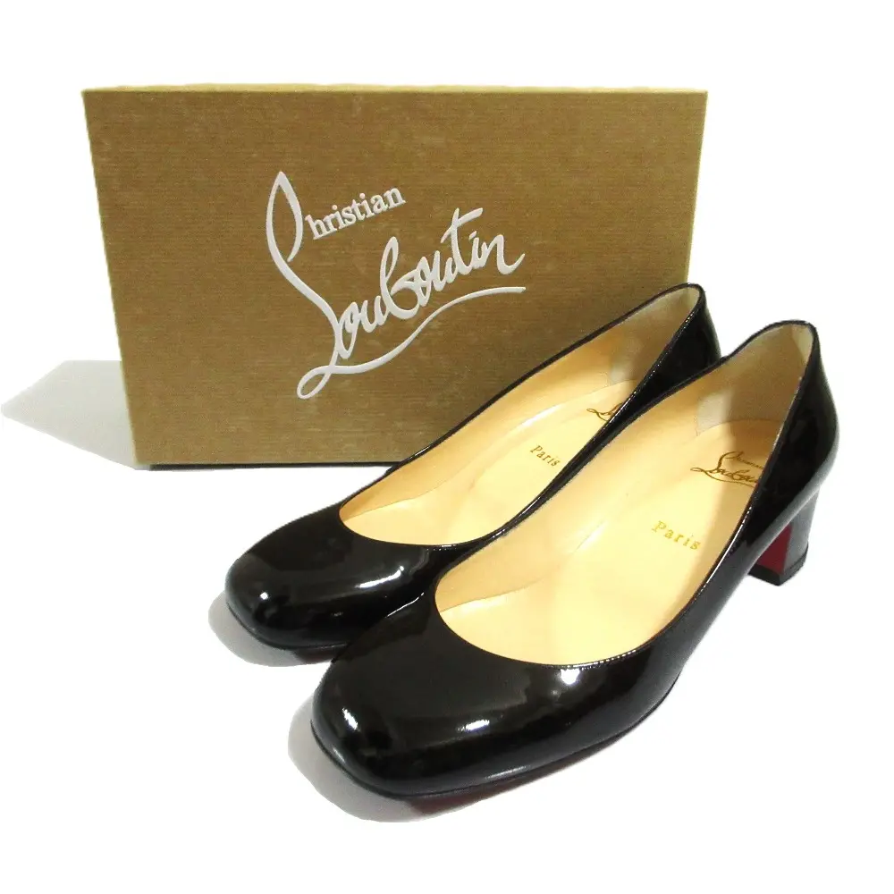 Christian Louboutin クリスチャンルブタン CADRILLA 35 チャンキーヒール スクエアトゥパンプス サイズ39 約26.0cm ブラック