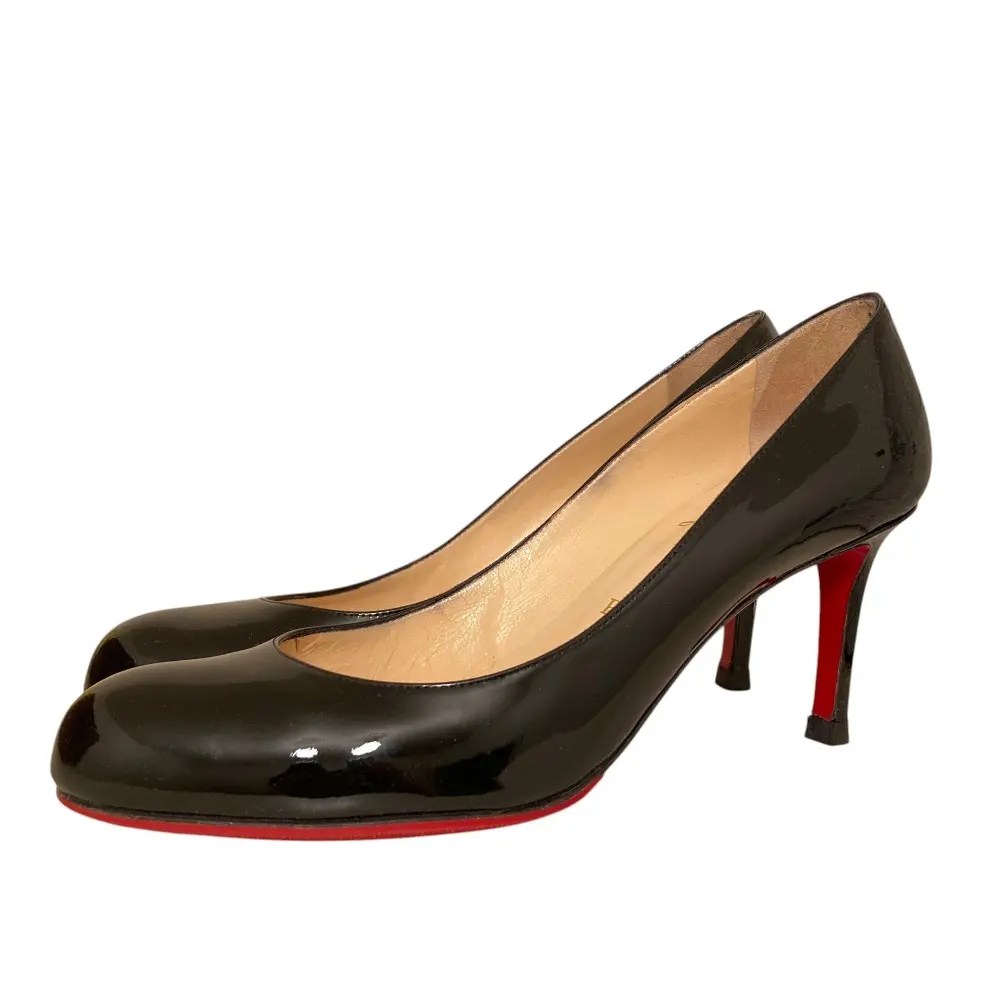 Christian Louboutin クリスチャンルブタン パテントレザー アーモンドトゥパンプス 38 1/2 ブラック