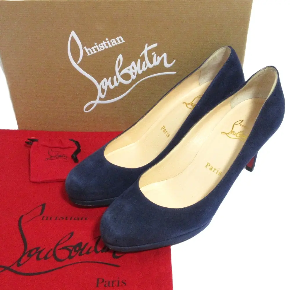 Christian Louboutin クリスチャンルブタン スエード パンプス 36.5 23.5cm相当 ネイビー