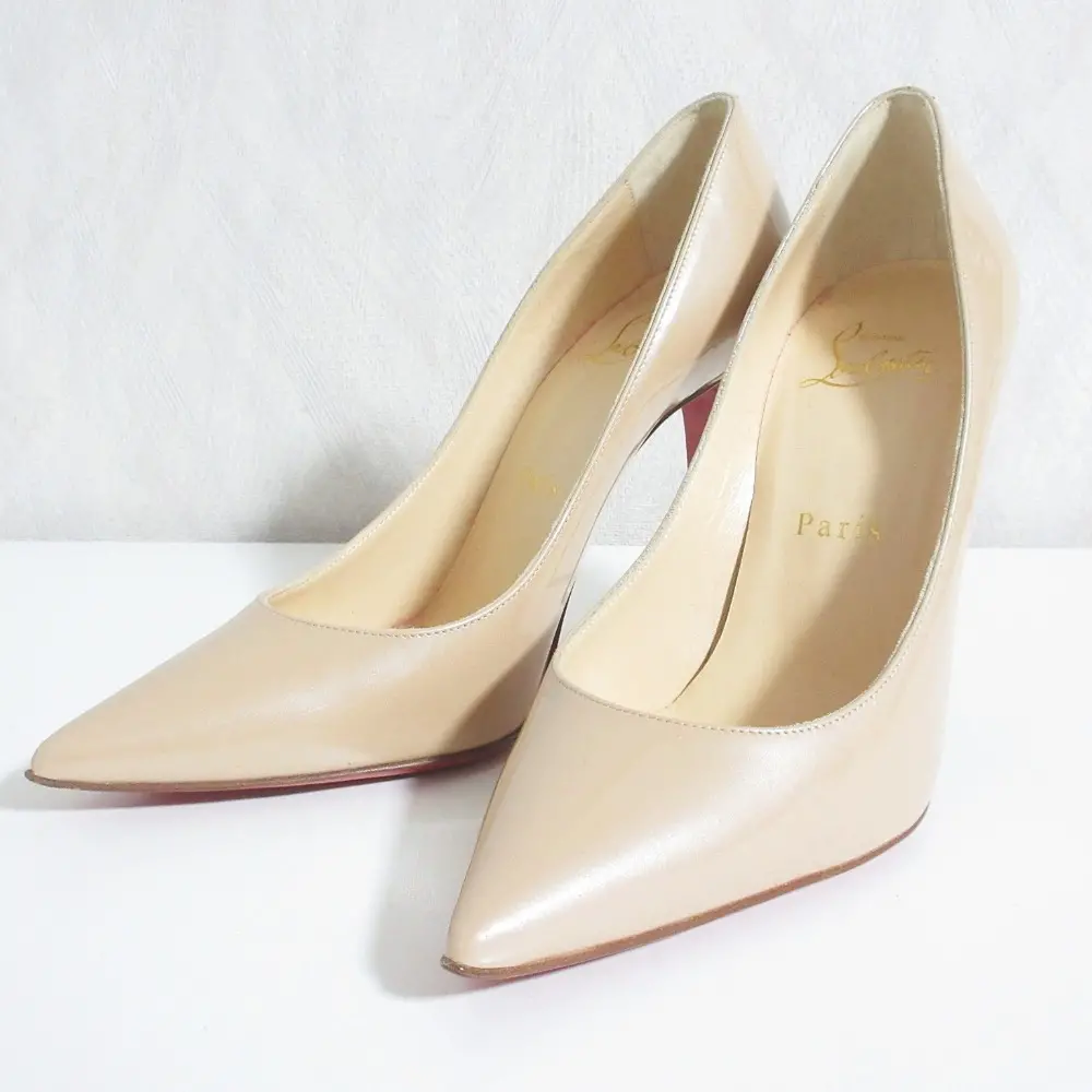 Christian Louboutin クリスチャンルブタン DECOLTISH パテント ポインテッドトゥ ハイヒール パンプス 36 ベージュ