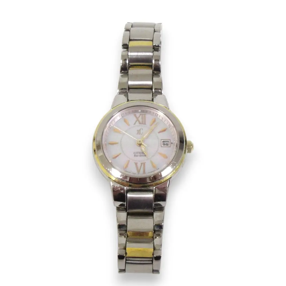 CITIZEN シチズン XC クロスシー エコドライブ ソーラー アナログ 3針 腕時計 ウォッチ E011-T010580 シルバー×ゴールド ピンク