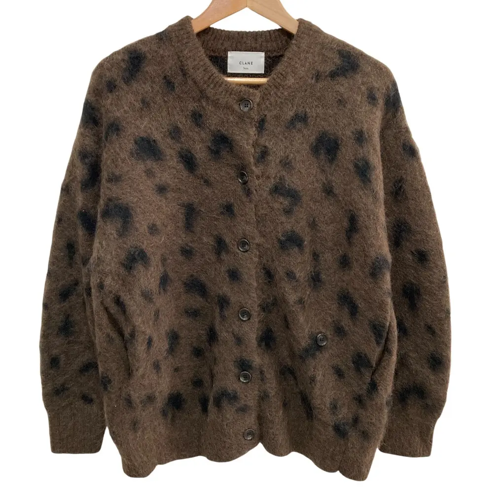CLANE クラネ 広瀬すず MOHAIR LOOSE KNIT CARDIGAN カーディガン 17106-2222 サイズ1 レオパードブラウン