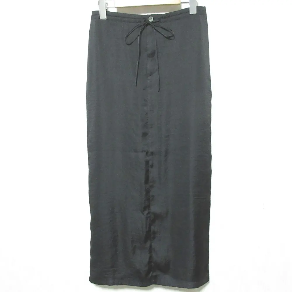 CLANE クラネ FRONT GATHER RELAX SKIRT サテン タイト ロングスカート 18109-6141 サイズ0 ブラック