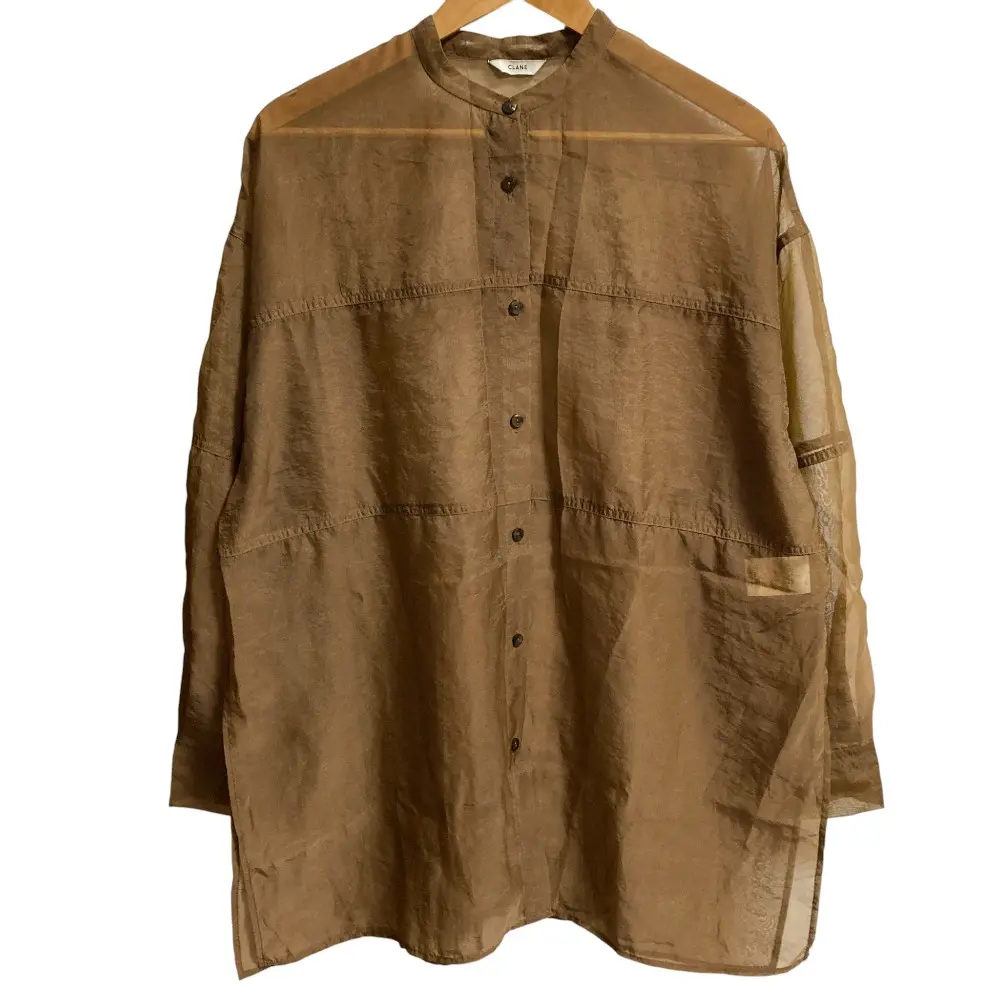 CLANE クラネ スウィッチシアーシャツ 長袖 ブラウス 10108-3032 サイズ2 ブラウン