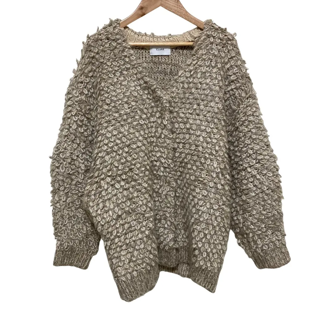 23AW CLANE クラネ MIX LOOP MOHAIR KNIT CARDIGAN Vネック ミックスループ ニットカーディガン 15106-2182 サイズ1 ベージュ