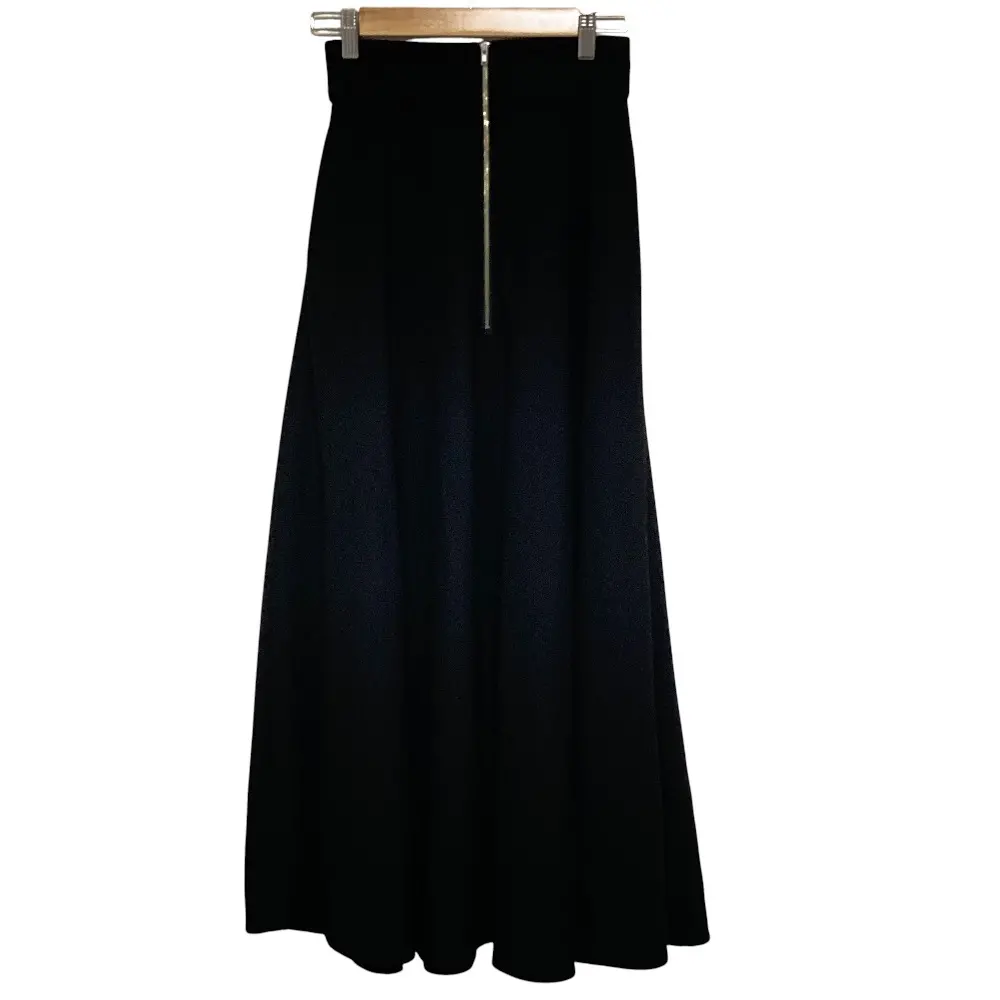 23SS CLANE クラネ W FACE FRONT ZIP FLARE SKIRT フロントジップ フレア ロング 14109-6102 サイズ1 ブラック