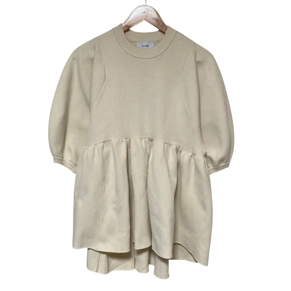 CLANE クラネ BALLOON SLEEVE GATHER KNIT TOPS ニットカットソー 16106-2102 サイズF アイボリー