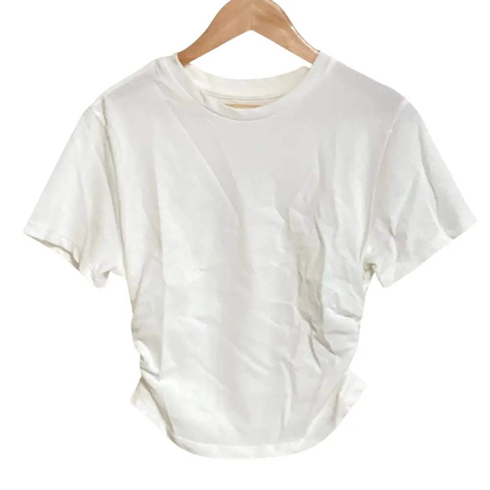 CLANE クラネ SHIRRED HEM COMPACT TOPS ショートスリーブ クロップド Tシャツ 10105-1063 サイズ1 ホワイト