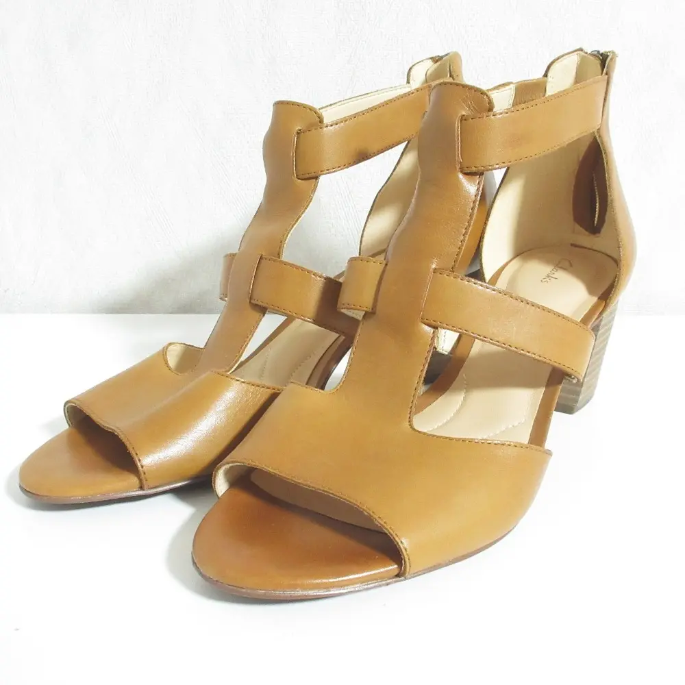 Clarks クラークス Deloria Fae レザー サンダル UK6D キャメルブラウン