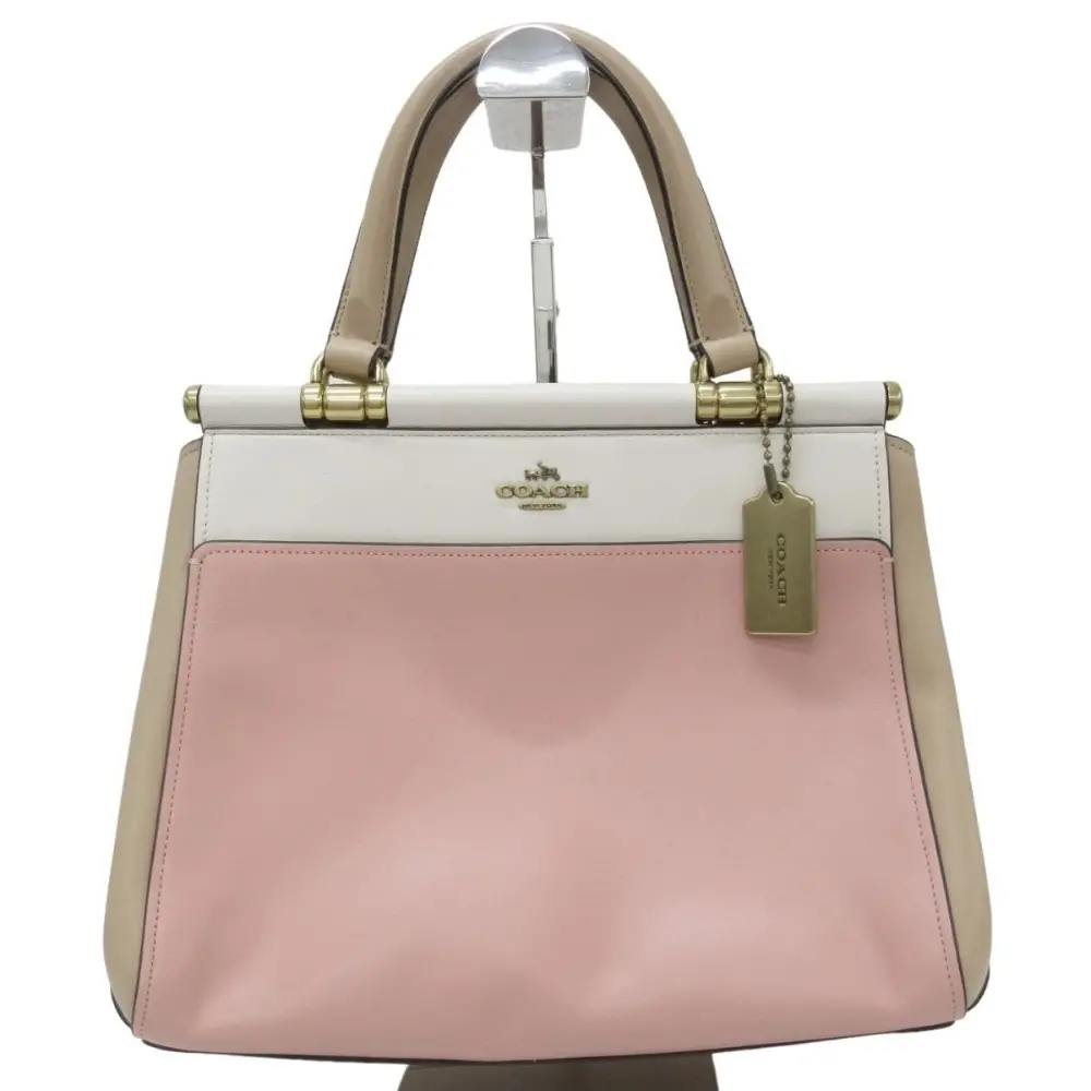 COACH コーチ グレース カラーブロック レザー 2WAY ハンドバッグ ショルダーバッグ 26831 ピンク×ベージュ