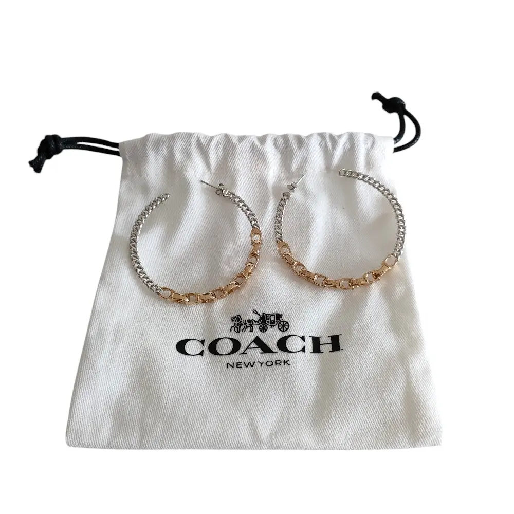 COACH コーチ シグネチャー ミックスド チェーン ラージ フープ ピアス アクセサリー CI954 ゴールド×シルバー
