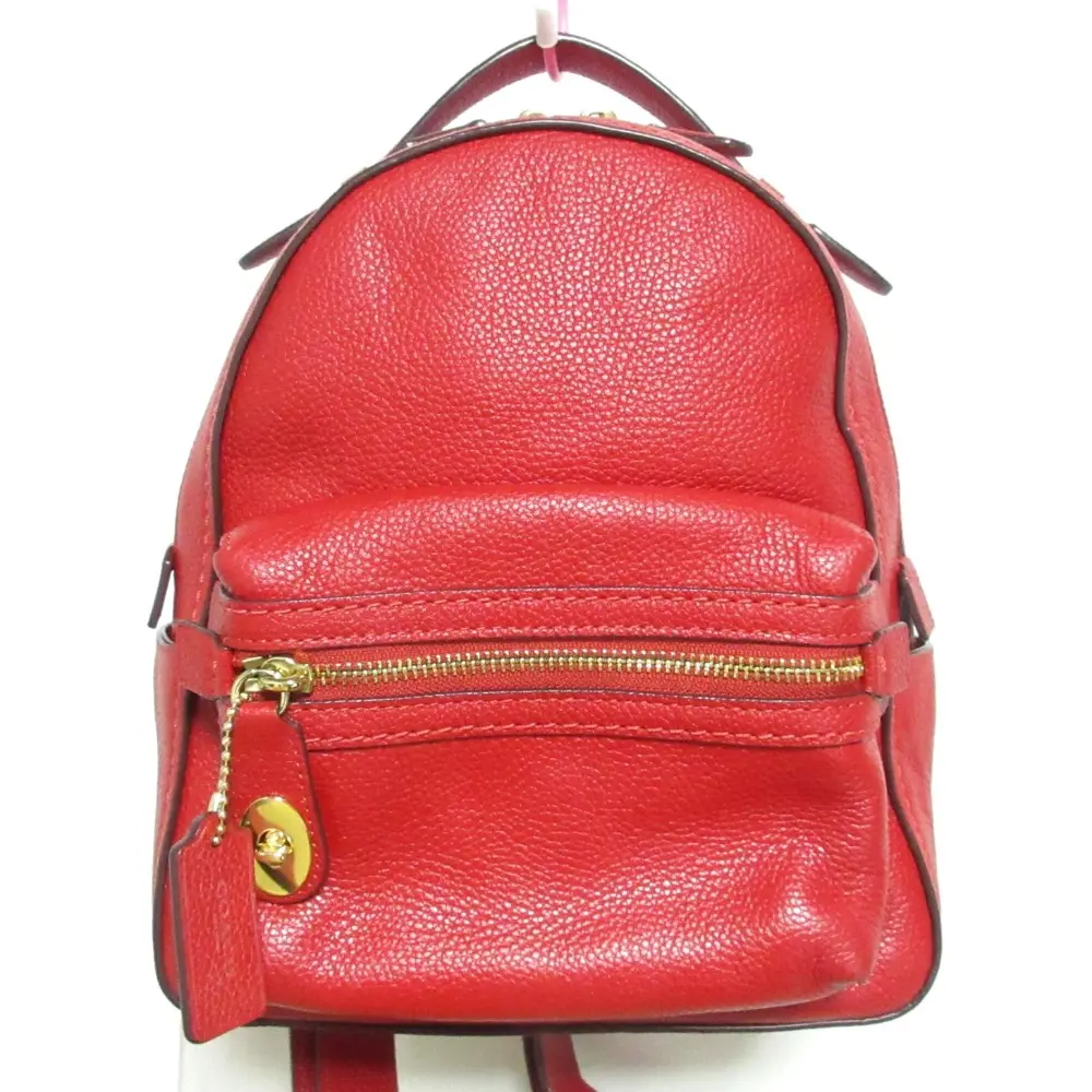 COACH コーチ ポリッシュド ペブル レザー キャンパス バックパック リュックサック 23 31032 レッド