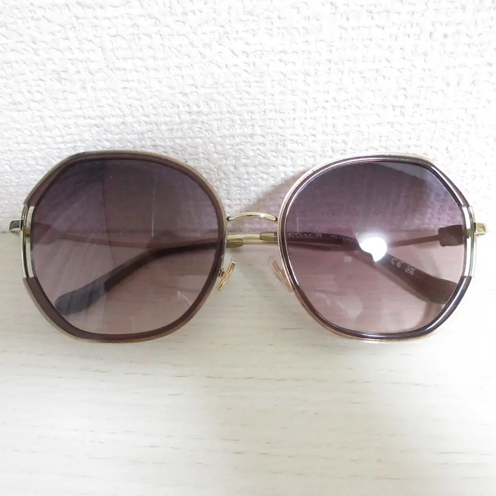 COACH コーチ コンビフレーム ビッグシェイプ サングラス メガネ アイウェア HC7144BD 59□19 150 ピンク×ゴールド