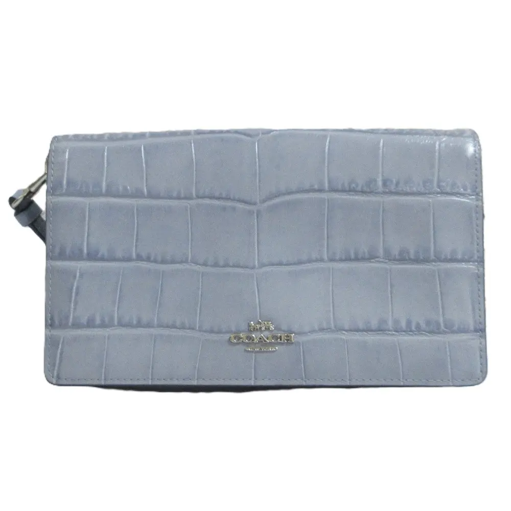 COACH コーチ HAYDEN FOLDOVER CROSSBODY CLUTCH クロコ型押し クラッチバッグ ショルダーウォレット 72781 ライトブルー
