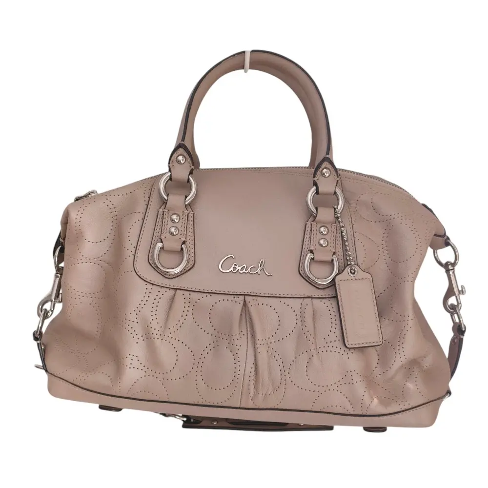 COACH コーチ アシュレイパーフォレイテッドレザーサッチェル パンチングシグネチャー柄 2way ハンドバッグ F17130 パールベージュ