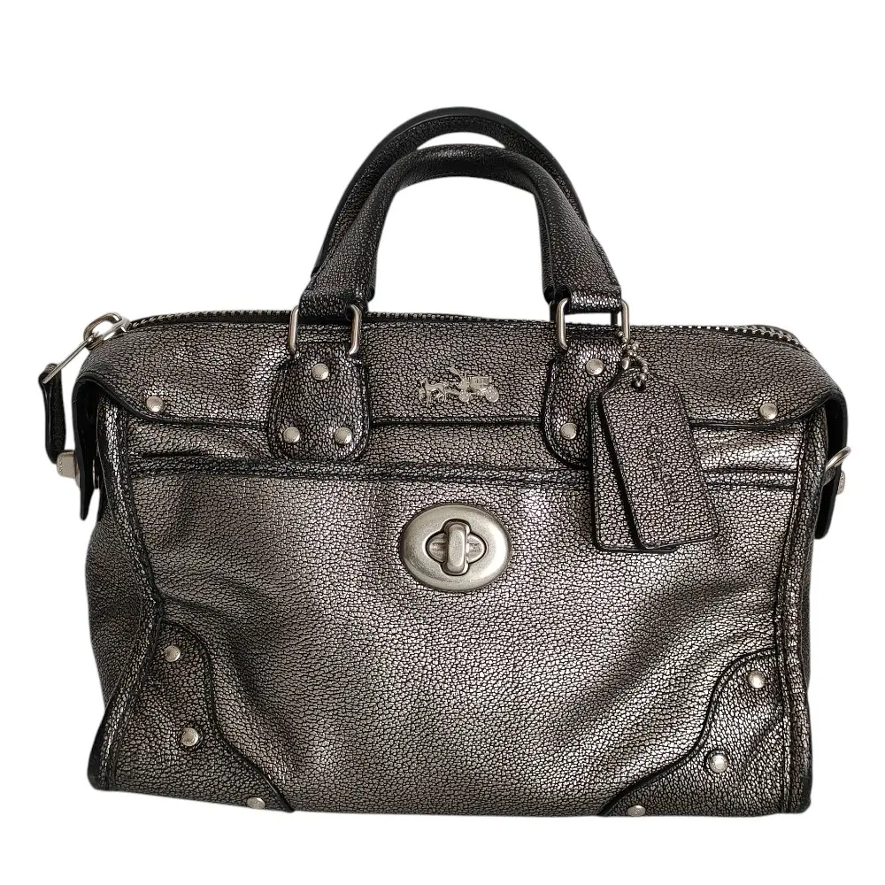 COACH コーチ ライダー24 2way サッチェル メタリックレザー ショルダーバッグ 33684 ゴールド系