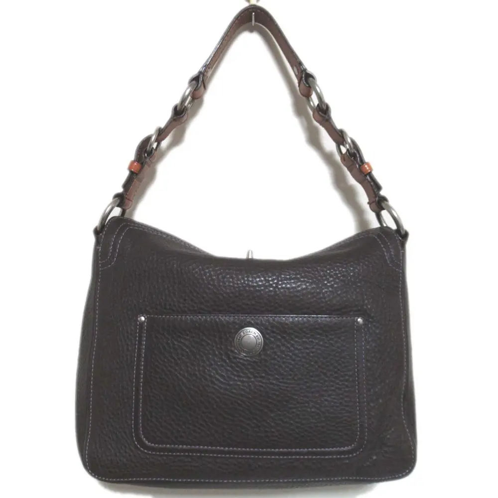 COACH コーチ レザー ターンロックオープン ハンドバッグ セミショルダーバッグ 10131 ダークブラウン