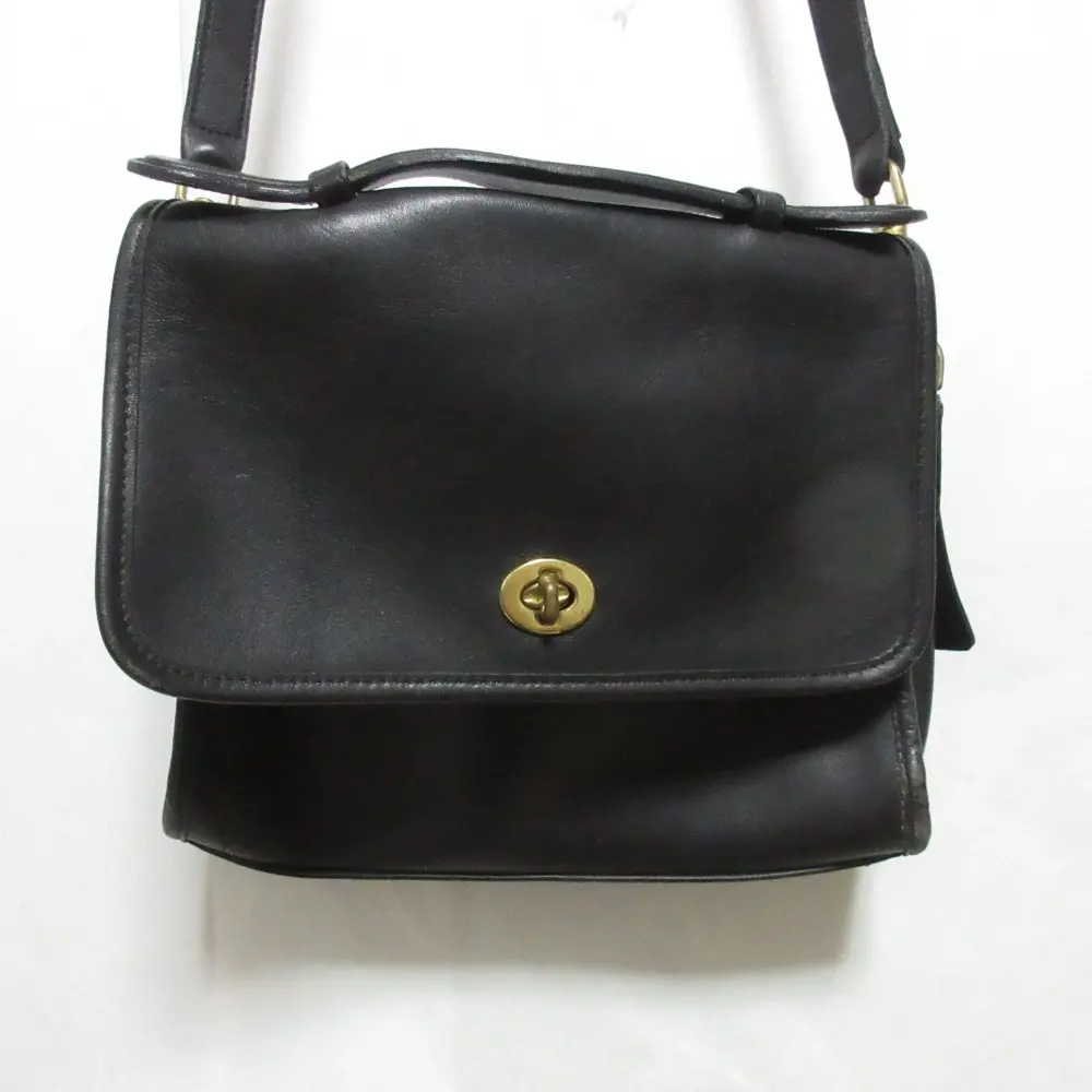 COACH コーチ ヴィンテージ クローブレザー ターンロック フラップショルダーバッグ 304 ブラック