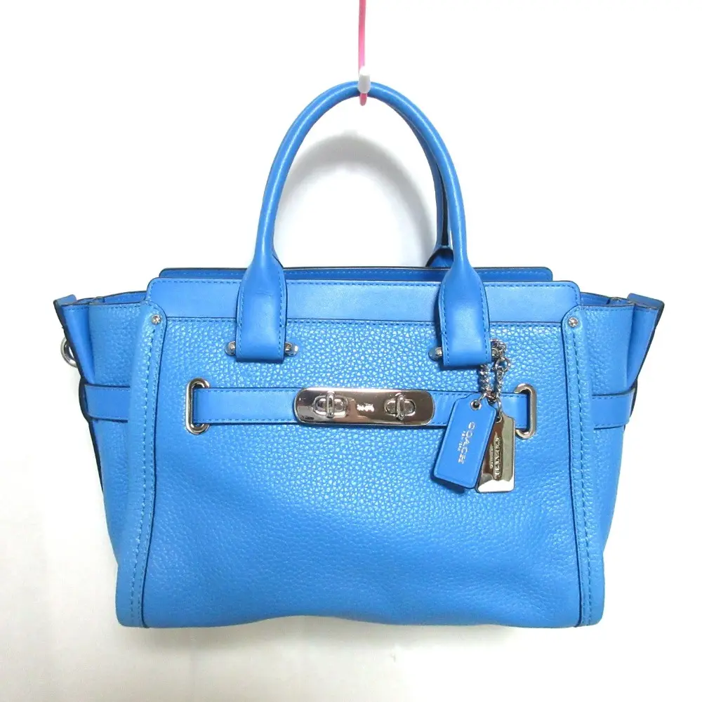 COACH コーチ スワッガー 27 キャリーオール レザー 2WAY ハンドバッグ ショルダーバッグ ブルー