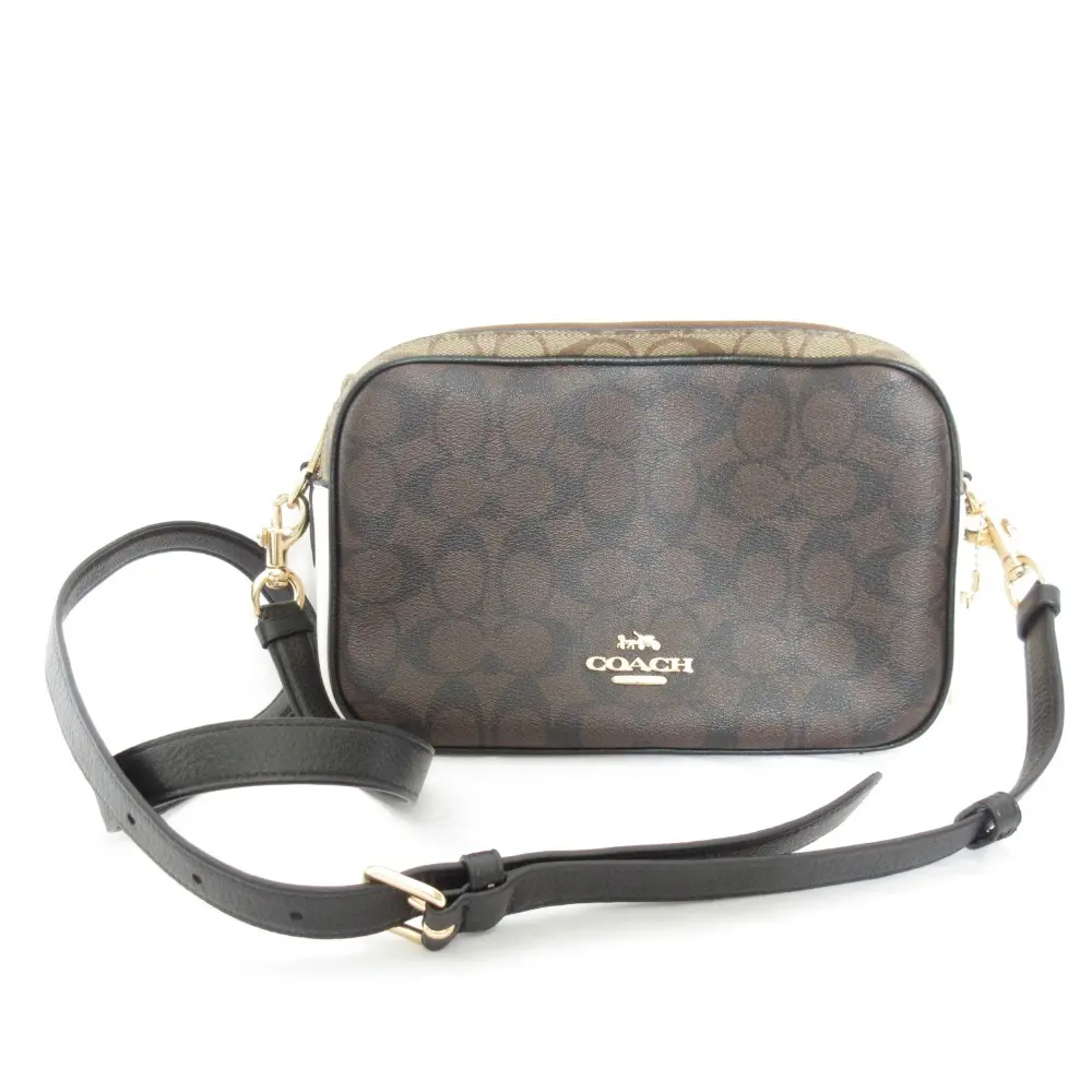 COACH コーチ シグネチャー PVCカメラバッグ ショルダーバッグ C1767 ブラウン×ホワイト
