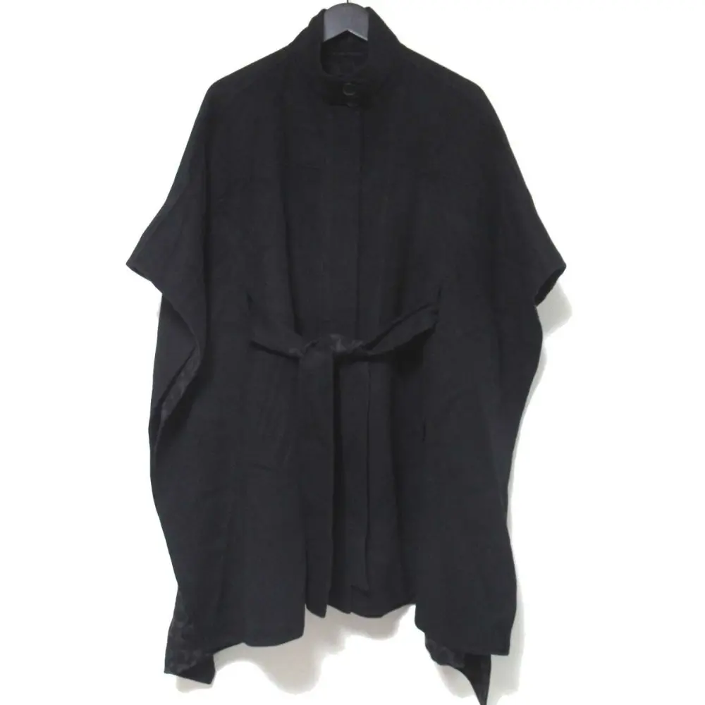 COACH コーチ シグネチャー柄裏地 ダブルフェイス ベルテッド ケープ ポンチョ コート CA489 11003658 XS/Sサイズ ブラック