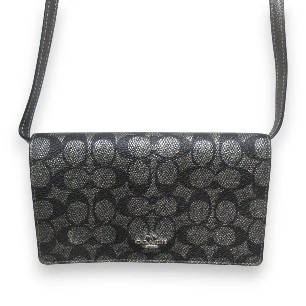 COACH コーチ アンナ フォルドオーバー クラッチ クロスボディ バッグ シグネチャー キャンバス CX593 ブラック系