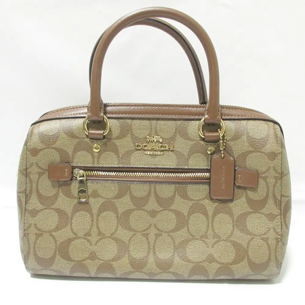 COACH コーチ ローアン サッチェル シグネチャー キャンバス 2WAY ハンドバッグ ショルダーバッグ F83607 ブラウン