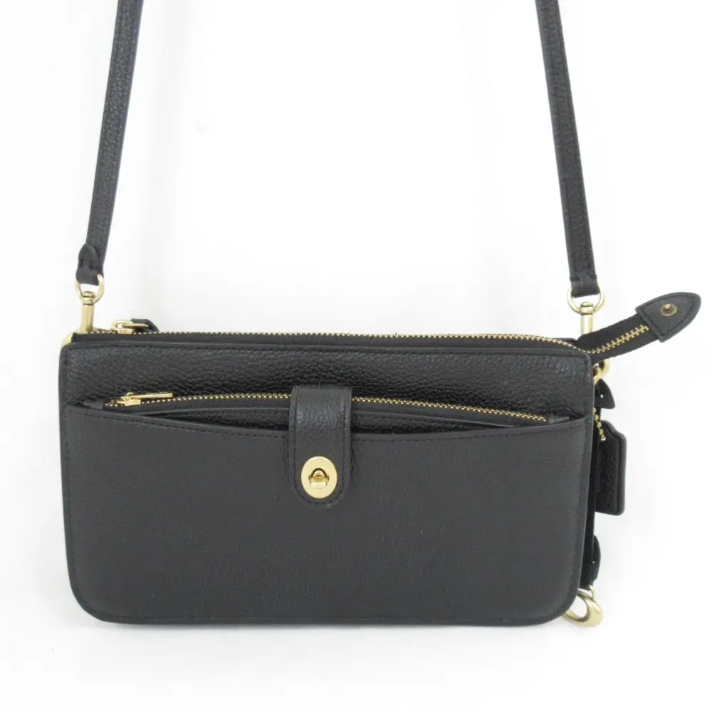 COACH コーチ ノア ポップアップ メッセンジャー レザー ターンロック クロスボディ ショルダーバッグ C4816 ブラック