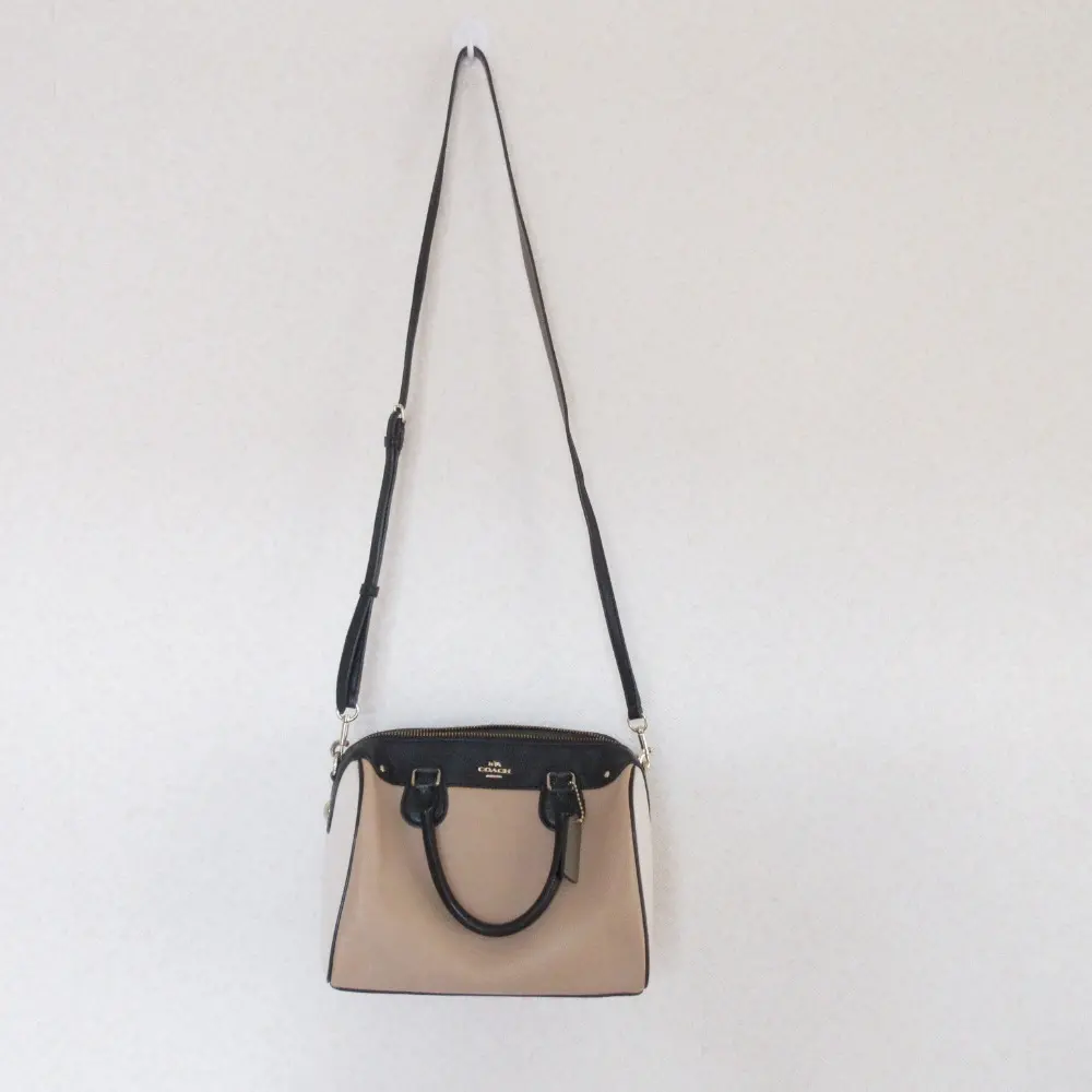 COACH コーチ ミニベネット カラーブロック 2WAY ミニボストン ハンドバッグ ショルダーバッグ F57498 ベージュ系