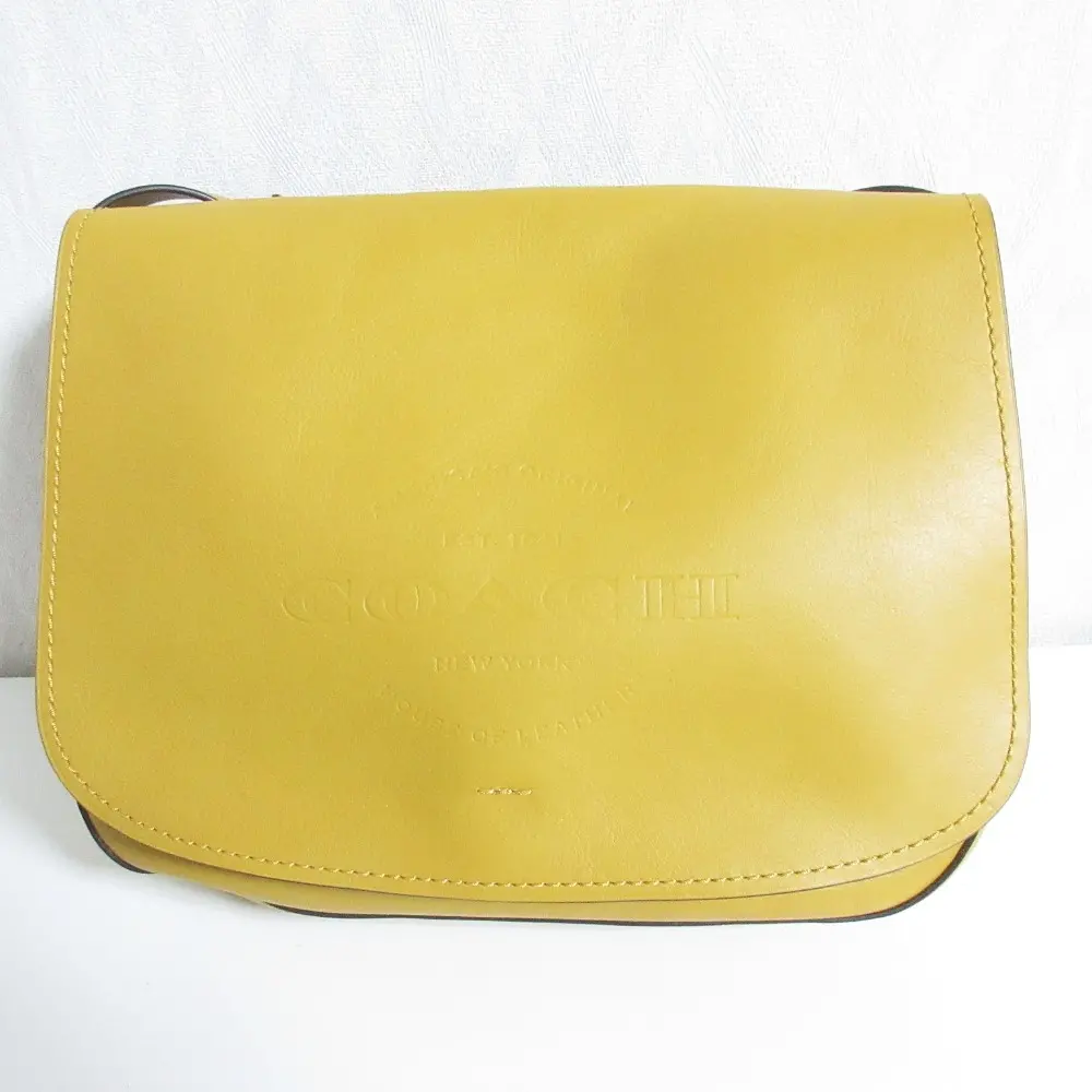 COACH コーチ ナチュラル レザー ハドソン メッセンジャー エンボスロゴ クロスボディ ショルダーバッグ F86778 マスタード