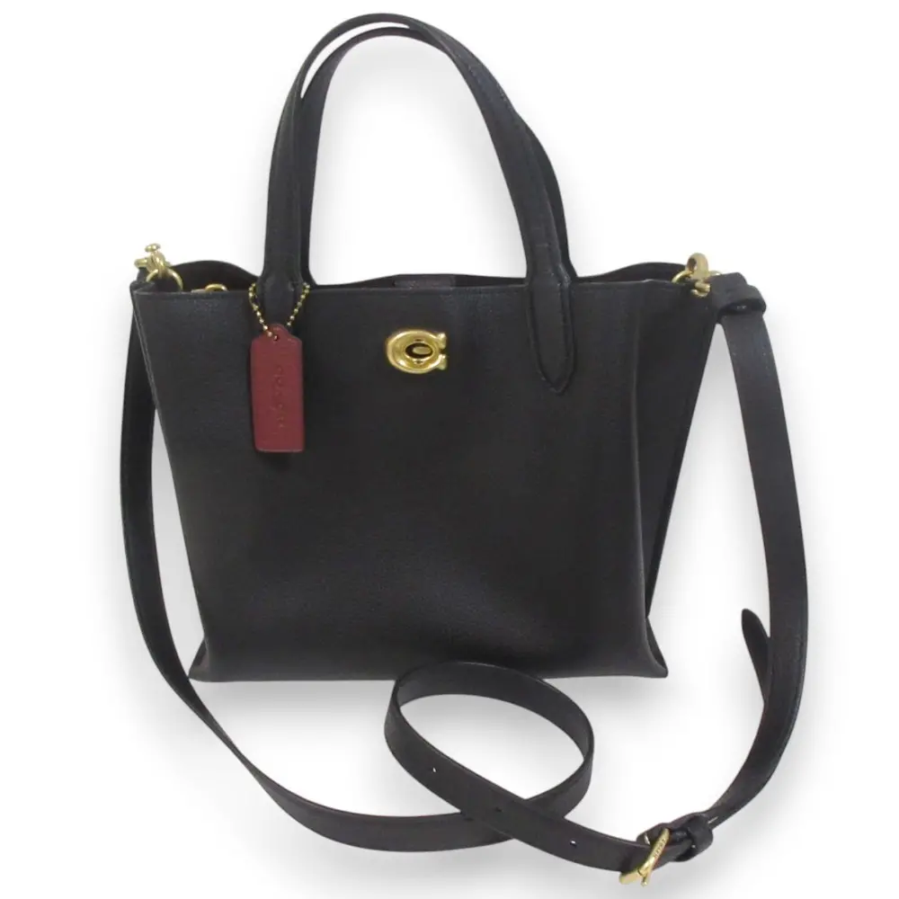 COACH コーチ ウィロウトート レザー ターンロック 2WAY ハンドバッグ ショルダーバッグ C8869 ブラック系