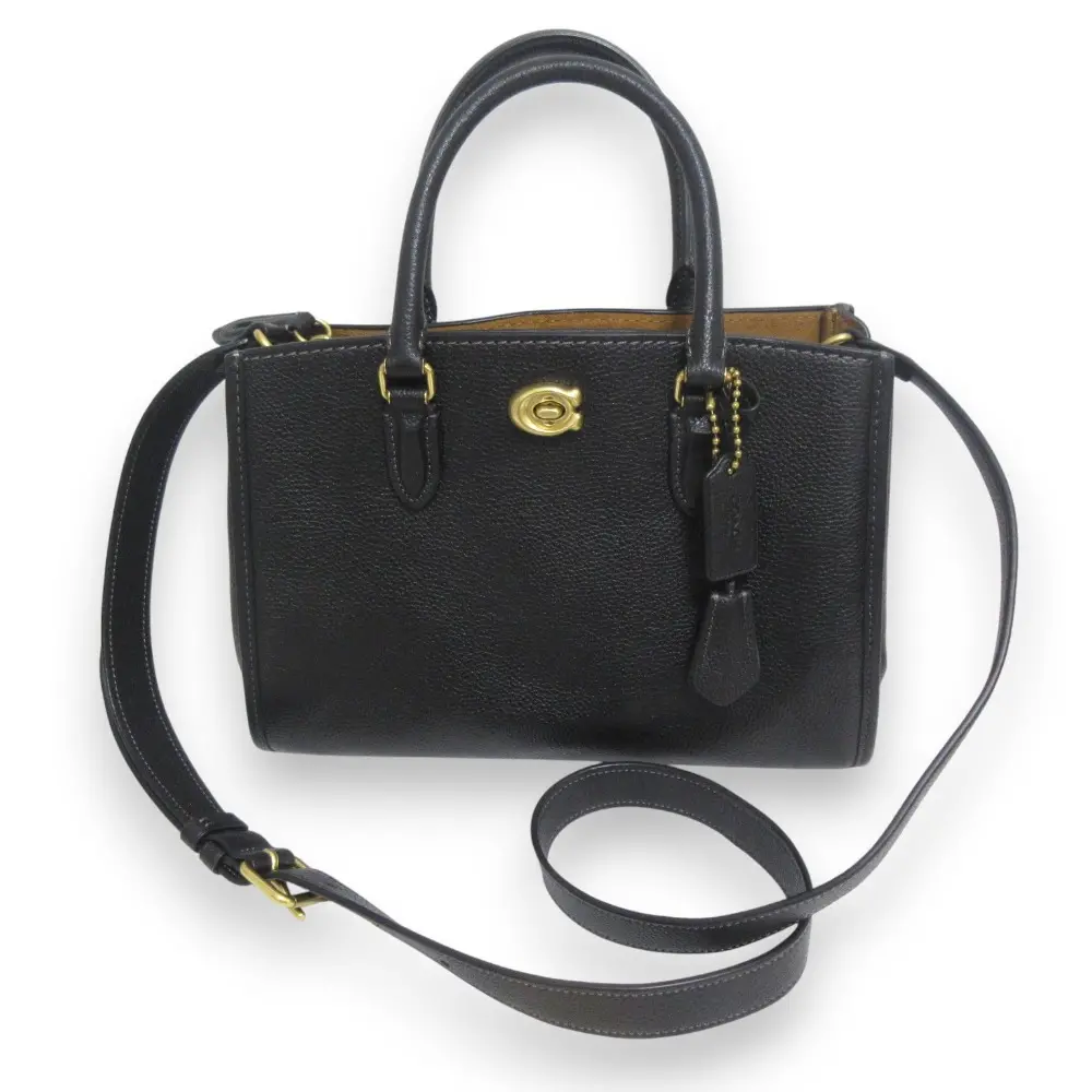 COACH コーチ ブルック キャリーオール 28 レザー 2way ハンドバッグ ショルダーバッグ CE732 ブラック×ゴールド金具