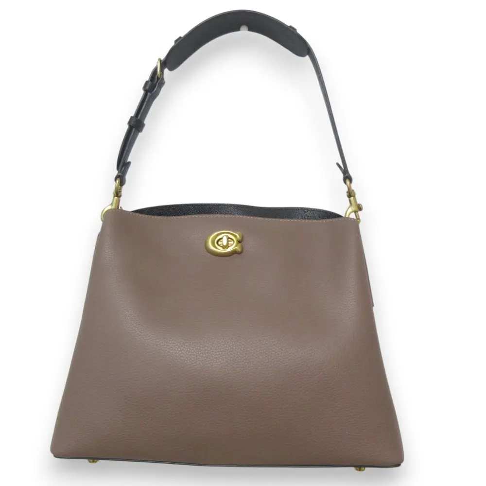 24AW COACH コーチ ウィロウ カラーブロック レザー 2Way トートバッグ ショルダーバッグ C2590 ブラウン DARK-STONE