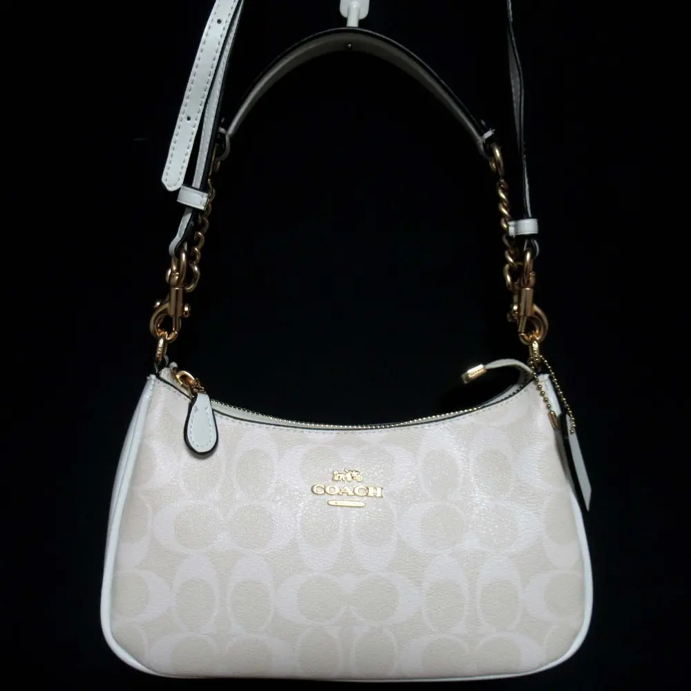 COACH コーチ テリ シグネチャー コーテッドキャンバス スムースレザー 2way ショルダーバッグ CA548 ホワイト