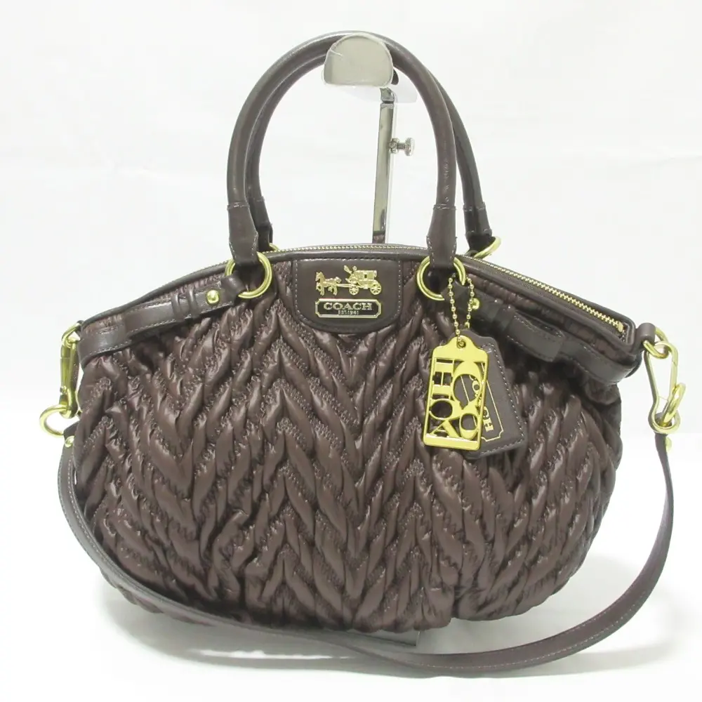 COACH コーチ 70周年記念 限定 マディソン キルテッド シェブロン ナイロン リンジー 2WAY ハンドバッグ 18637 ブラウン