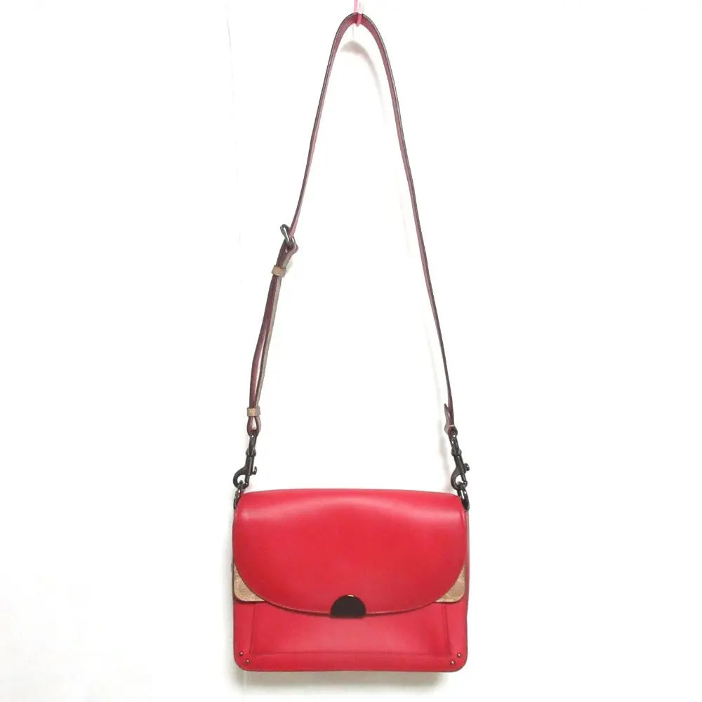 COACH コーチ シグネチャー チェーン 2WAY フラップ クラッチバッグ ショルダーバッグ 76046 レッド