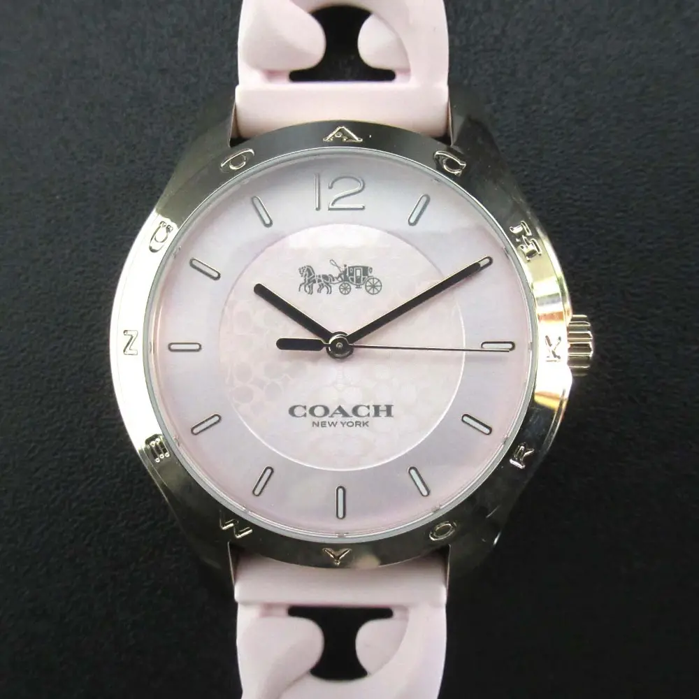 COACH コーチ クォーツ アナログ シグネチャー柄文字盤 ラバーベルト レディースウォッチ 腕時計 CA.79.7.95.1761 ピンク