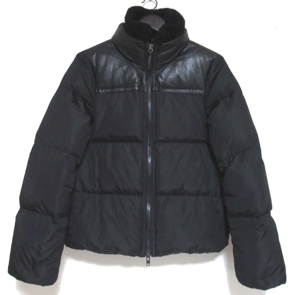 COACH コーチ ラムレザーヨーク ボアカラー ナイロン ダウンジャケット F1203-83124 レディース S/Pサイズ ブラック