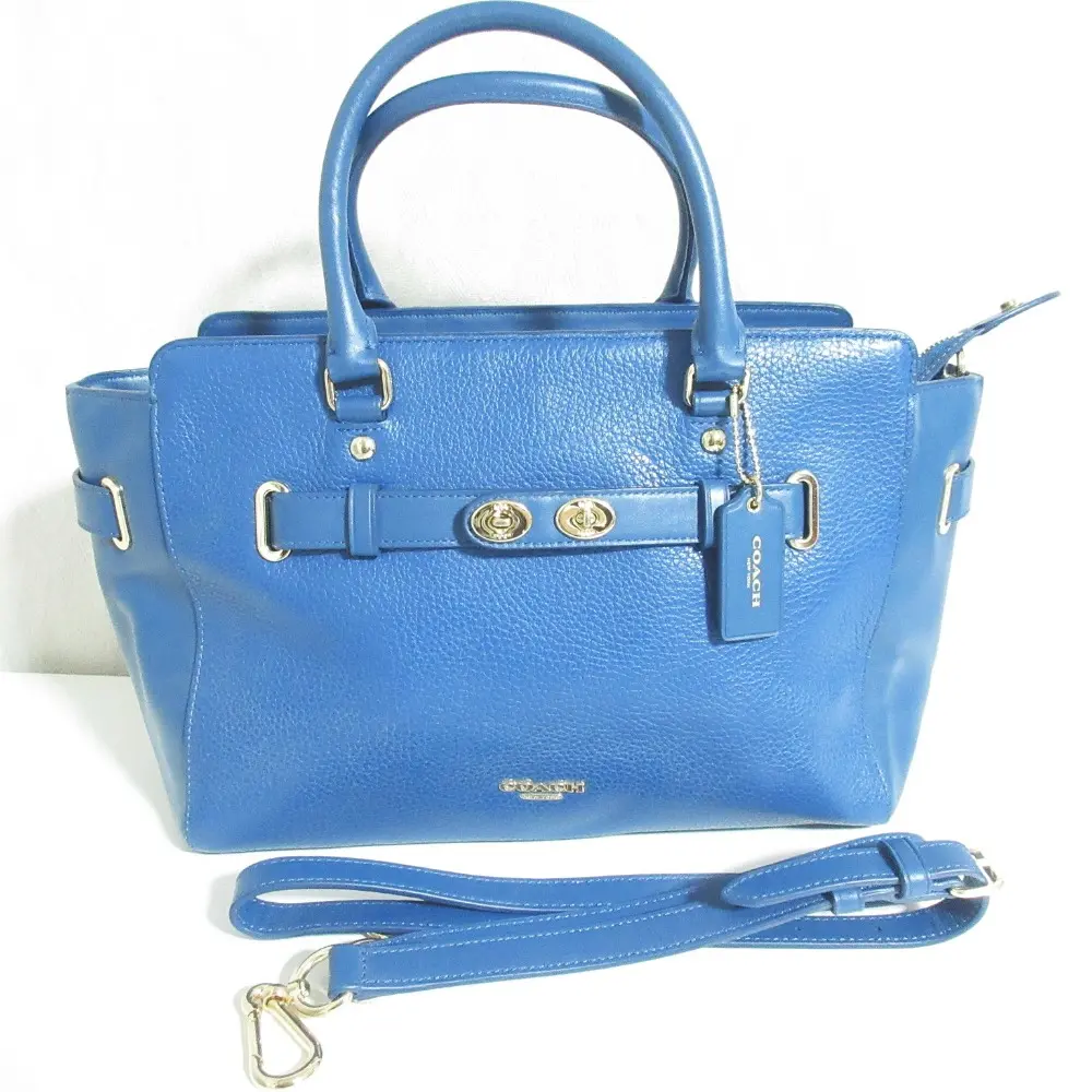 COACH コーチ レザー ターンロック 2WAY ショルダーバッグ ハンドバッグ F35689 ブルー
