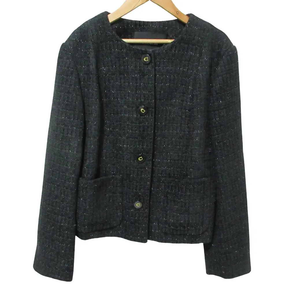 COACH コーチ ツイード ノーカラー ジャケット CO841 M ブラック